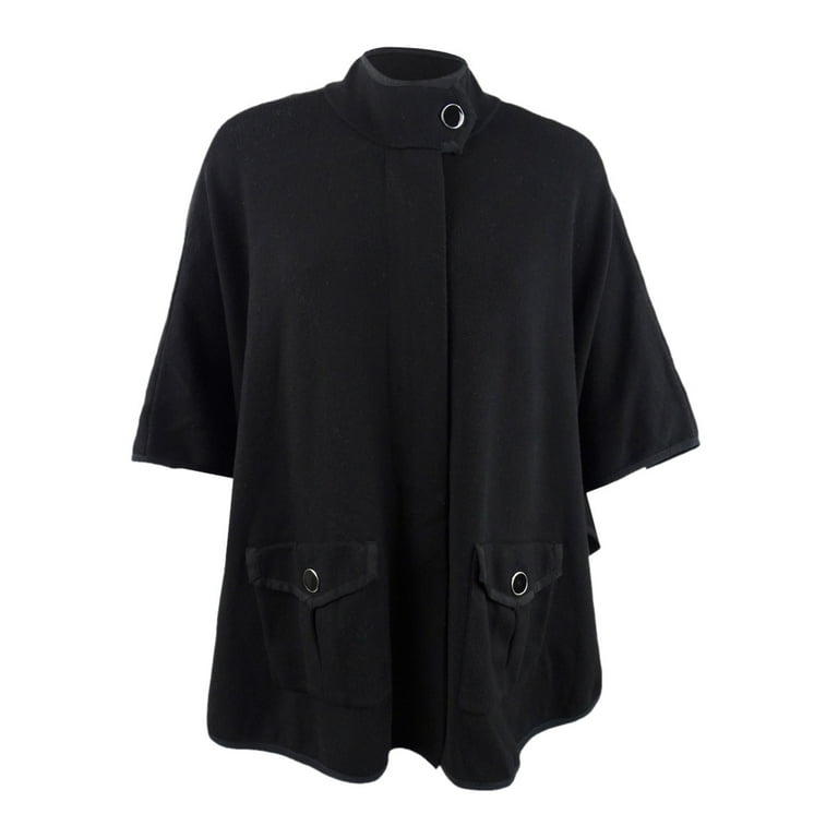 Anne Klein Women s Plus Size Mock Neck Cape Jacket 0X 1X Anne Black