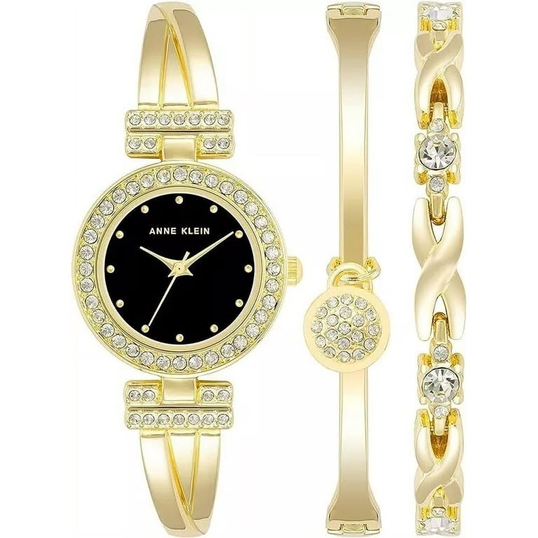 Women\'s Premium Crystal Accented Watch and Bangle Set Gold /Black Women main image 2