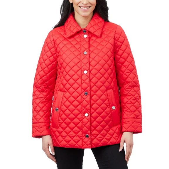 Anne Klein Women's Quilted Jacket M Red