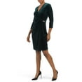 thumbnail image 1 of Anne Klein Women's Rhinestone Chain Buckle Classic Wrap Stretch Velvet Dress-Green / 14, 1 of 4