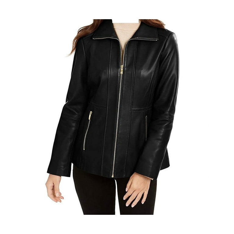 Anne Klein Women's Scuba Leather Jacket - Walmart.com