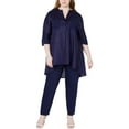 thumbnail image 1 of Anne Klein Women's Short Sleeve V Neck Hi Lo Top Blue Size 3X, 1 of 3