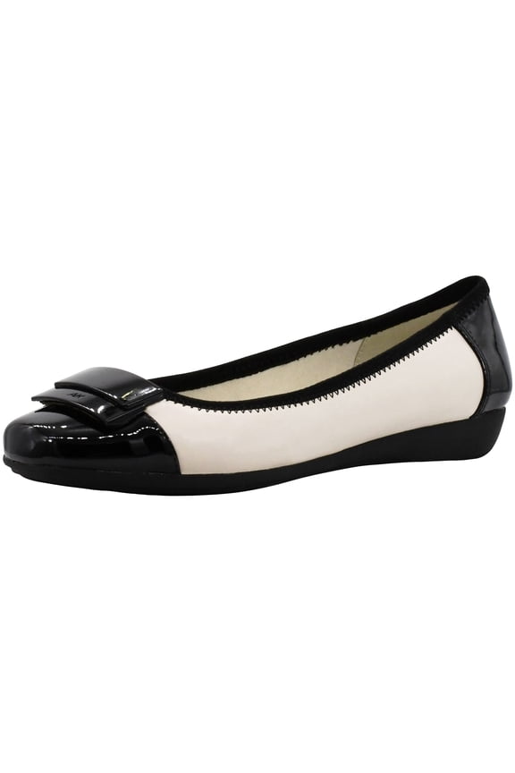 Una Flat Shoes for Women, Slip on Work Flats, Casual Dress Shoes with Buckle Accent and Flexible Lightweight Comfort Design