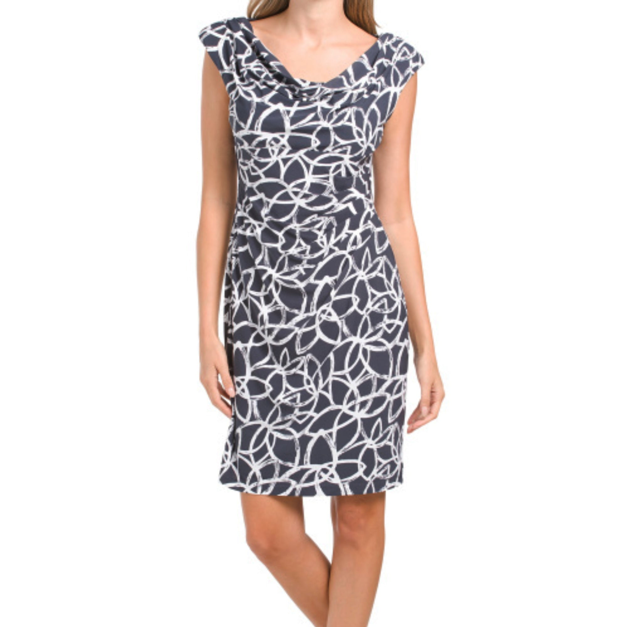 Anne Klein Women's Valerie Floral Print Cowl Neck Mini Dress-Gray / 16 -  Walmart.com