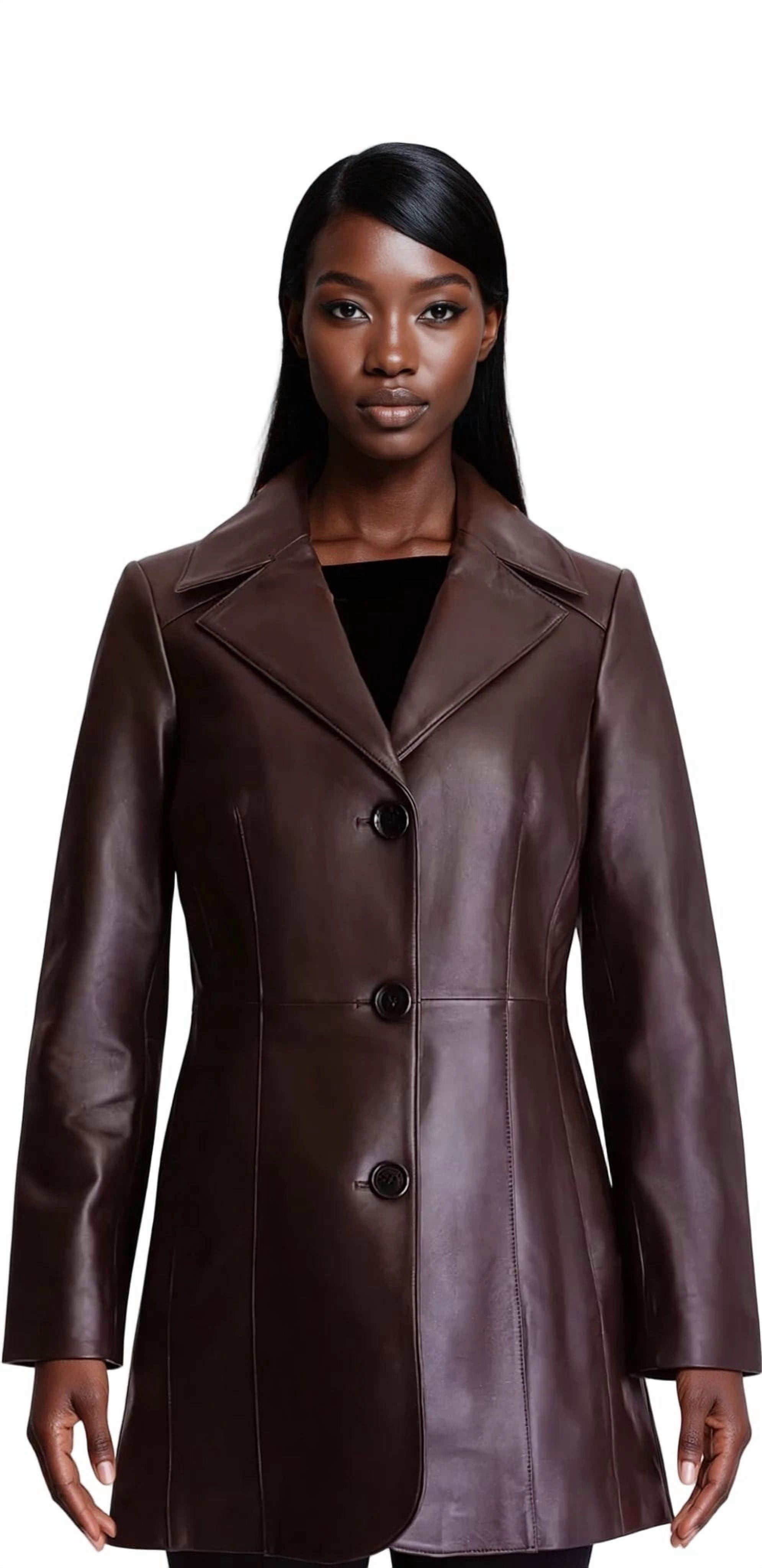 Anne Klein Women's Walker Leather Coat Chocolate (Chocolate, XL