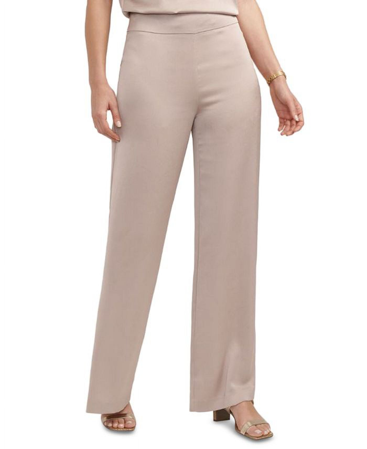 Anne Klein Brandclub Anne Klein Women s Wide Leg Pull On Satin Pants Brown Size 12 Petite