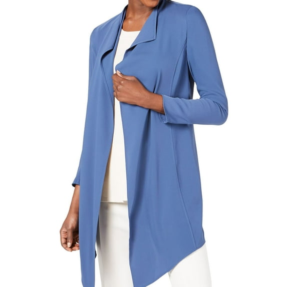Anne Klein Womens Asymmetrical Jacket, Blue, XX-Small