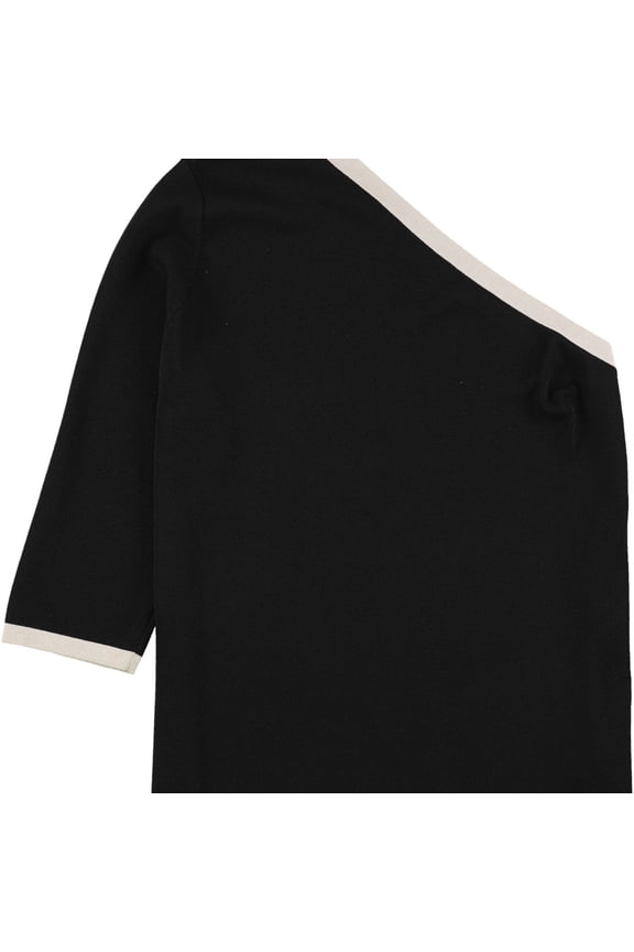 Womens Asymmetrical Pullover Sweater, Black, XX-Small