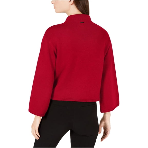 Anne Klein Womens Bell Sleeve Pullover Sweater, Red, Large