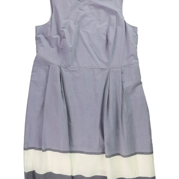 Anne Klein Womens Boat Neck Fit & Flare Dress, Blue, Plus Size, 20W