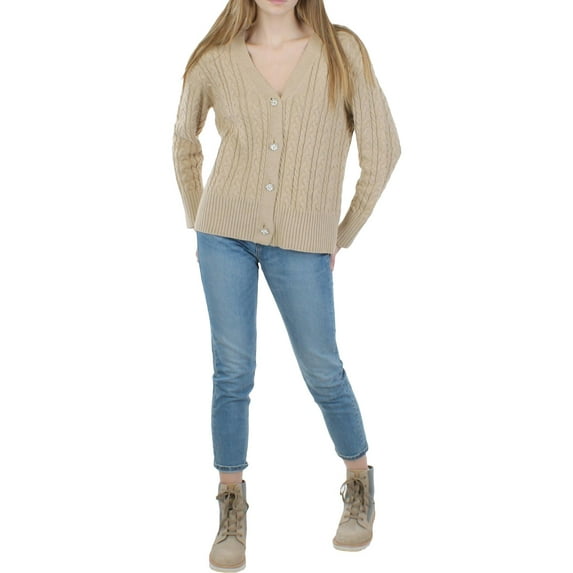 Anne Klein Womens Cable Knit Layering Cardigan Sweater