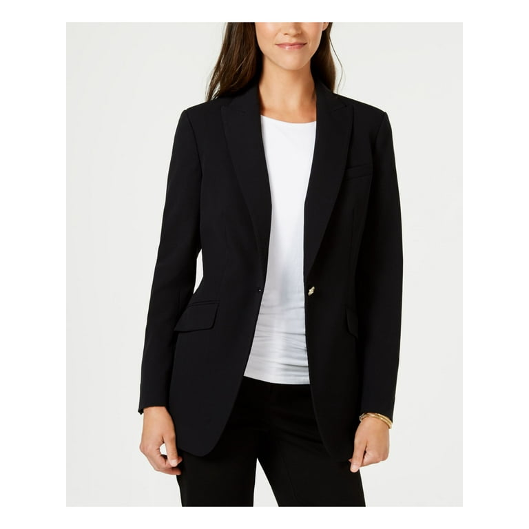 Anne Klein Womens Collared Suit Separate One Button Blazer Black 2