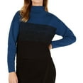 thumbnail image 1 of Anne Klein Womens Colorblock Jacquard Pullover Sweater, Blue, Small, 1 of 2