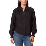 Anne Klein Jeans Womens Jo Cotton Button Front Shirt Anne Black L