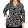 thumbnail image 1 of Anne Klein Womens Dot-Print Wrap Blouse, Multicoloured, Plus Size, 2X, 1 of 1
