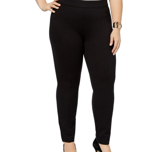 Anne Klein Womens Dot Weave Casual Leggings, Black, Plus Size, 0X