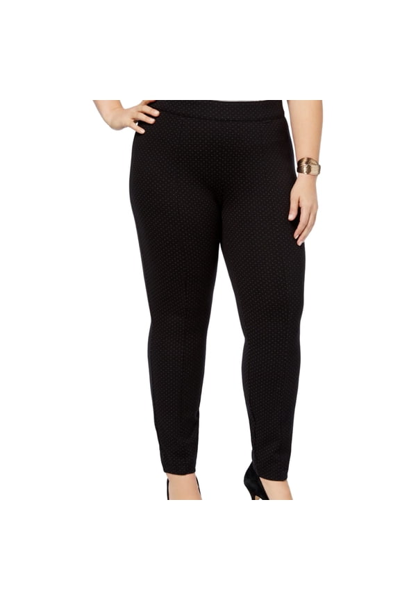 Womens Dot Weave Casual Leggings, Black, Plus Size, 0X