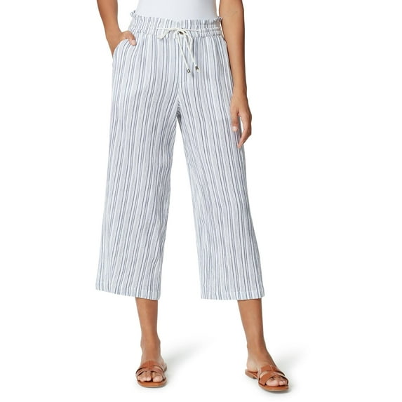 Anne Klein Womens Elena Cotton Cropped Wide Leg Pants