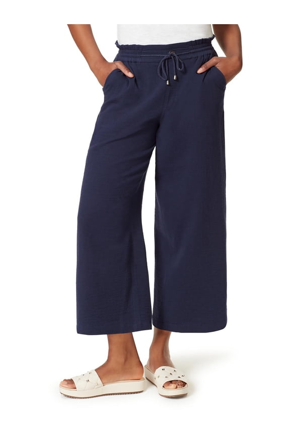 Womens Elena Cotton Cropped Wide Leg Pants