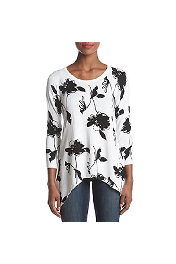 Womens Embellished Floral Sweater White/Black M
