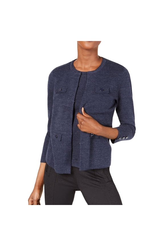 Womens Pocket Cardigan Sweater, Blue, XX-Small