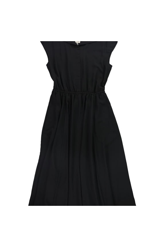Womens Envelope Collar Midi Dress, Black, X-Small