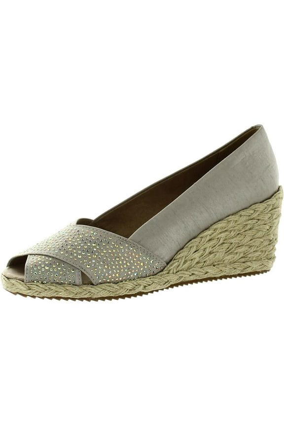 Womens Ezzie Rhinestone Peep Toe Wedge Sandals