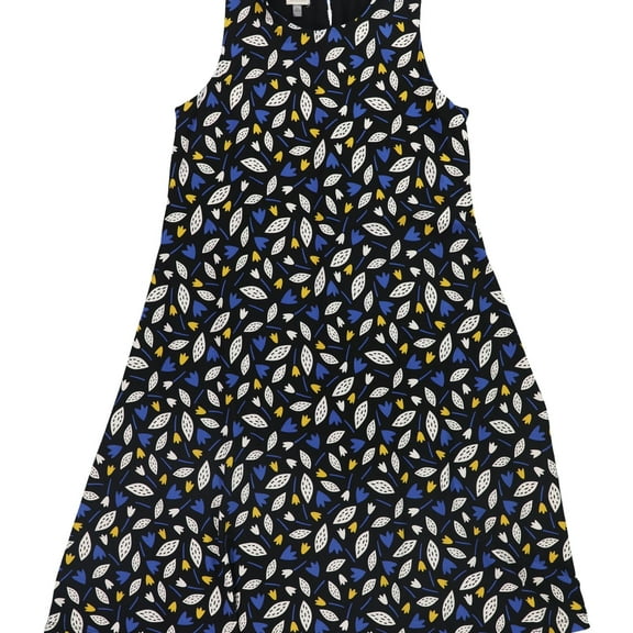 Anne Klein Womens Floral A-line Dress, Black, X-Small