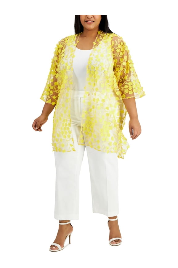 Womens Floral Embroidered Cardigan Wrap