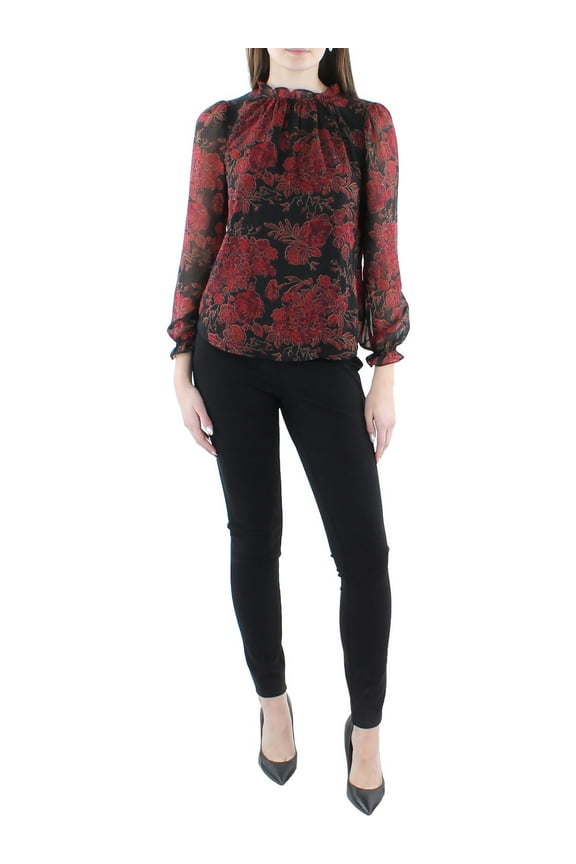 Womens Floral Ruffled Blouse