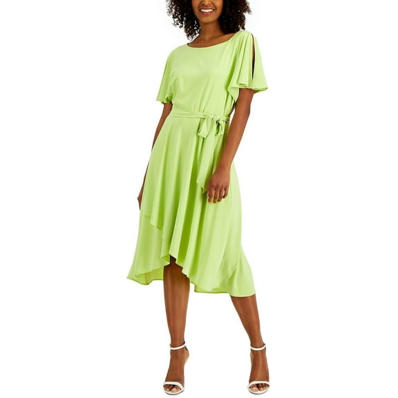 Anne Klein Womens Flutter Sleeve A-Line Cocktail and Party Dress