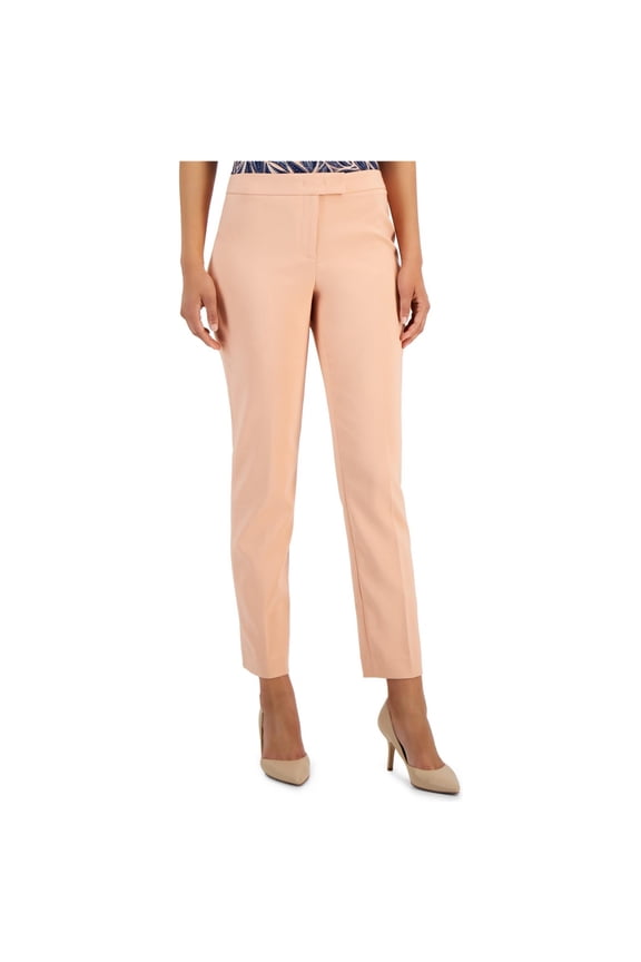 Womens Fly-Front Bow Dress Pants, Orange, 0