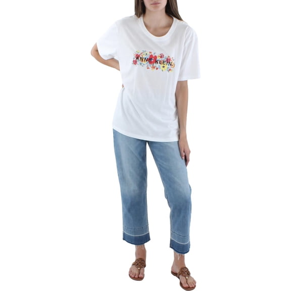 Anne Klein Womens Hayden Relaxed Crewneck Graphic T-Shirt