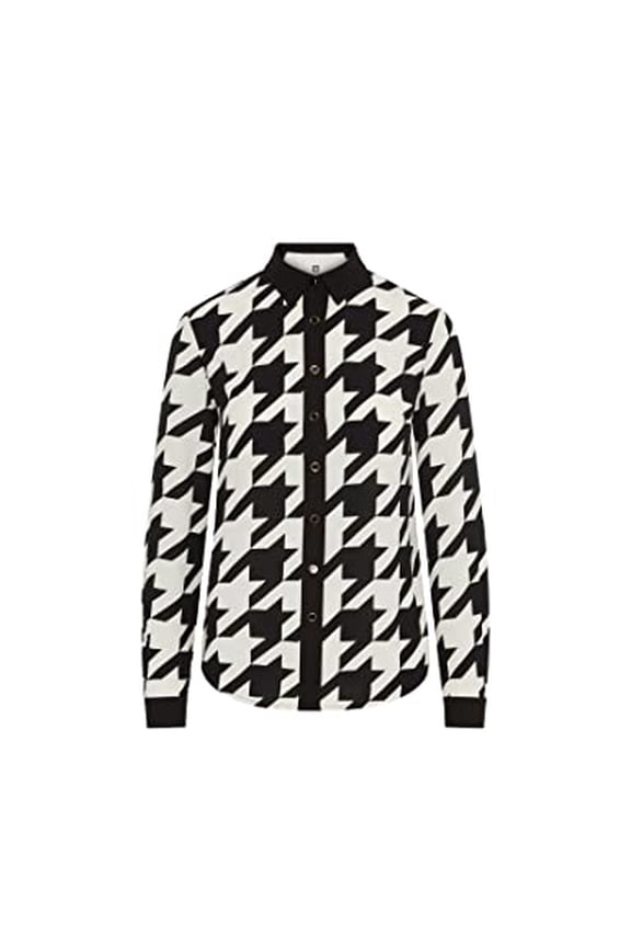 Womens Houndstooth Button-up Shirt Anne Black / Anne White 6