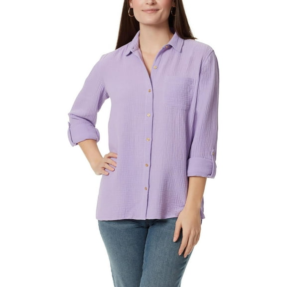 Anne Klein Womens Lucile Cotton Office Button-Down Top