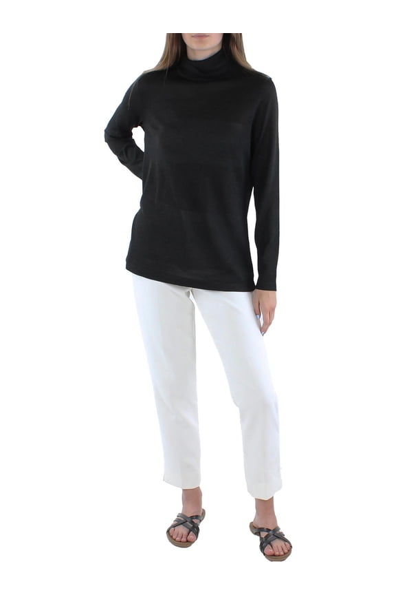 Womens Metallic Lightweight Turtleneck Sweater