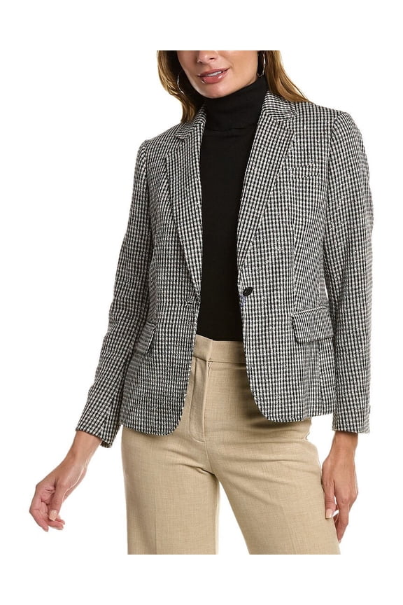 Womens Metallic Tweed One Button Jacket Anne Black / Anne White 12