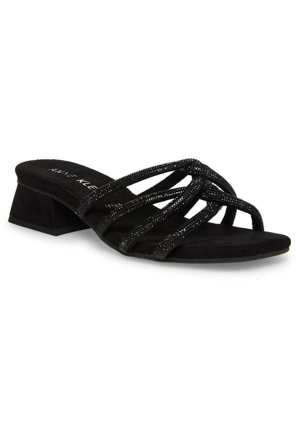 Womens Nikole Faux Leather Rhinestone Slide Sandals