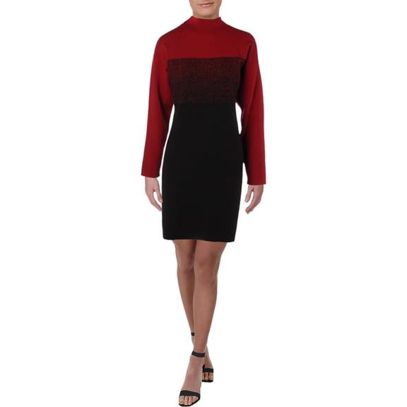 Anne Klein Womens Ombre Mock Neck Sweaterdress