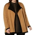 thumbnail image 1 of Anne Klein Womens Plus Colorblock Drape Cardigan Sweater Brown 0X, 1 of 2