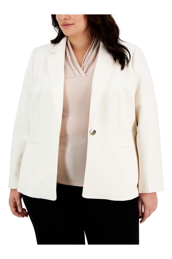 Plus Size Contour Stretch One-Button Jacket Anne White 22W