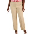 thumbnail image 1 of Anne Klein Womens Plus High Rise Khaki Straight Leg Pants, 1 of 2