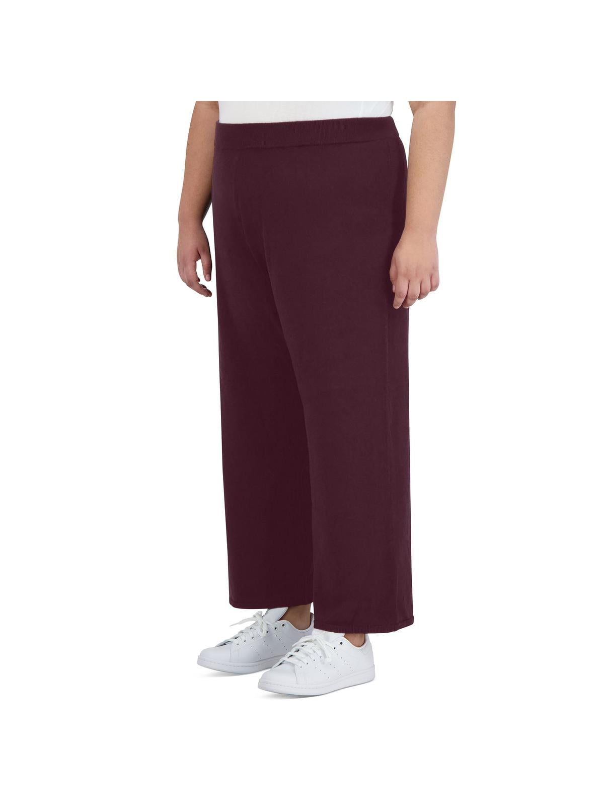 Anne Klein Womens Plus Knit Seamless Wide Leg Pants
