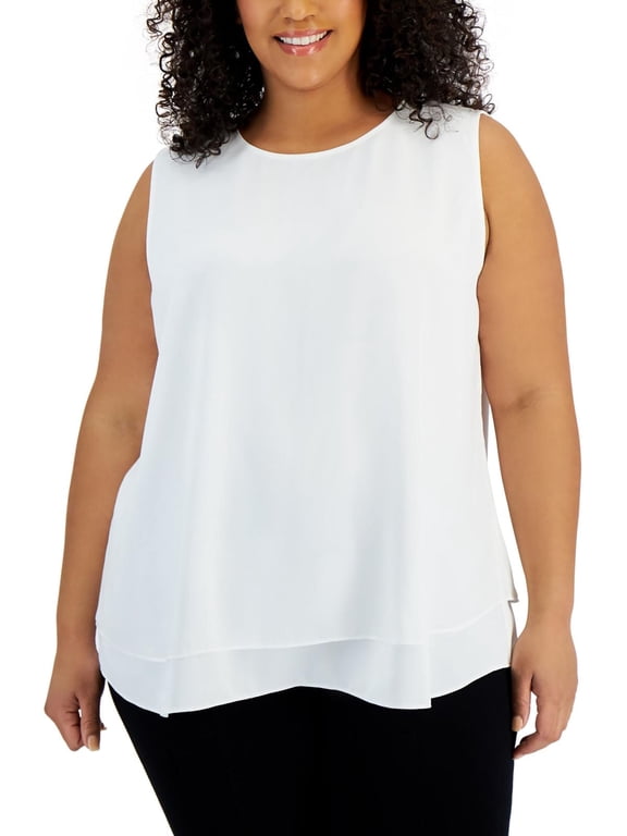 Womens Plus Layered Boatneck Tank Top