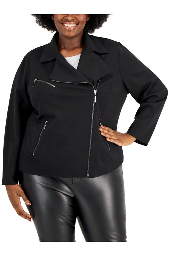 Womens Plus Moto Scuba Suit Jacket