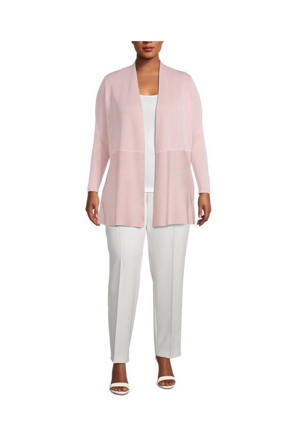 Womens Plus Open Front Lightweight Duster Sweater