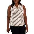 thumbnail image 1 of Anne Klein Womens Pleated Neck Sleeveless Blouse Top, Multicoloured, Plus Size, 1X, 1 of 1