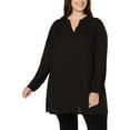 thumbnail image 1 of Anne Klein Womens Plus Printed Slash Neck Tunic Top Black 1X, 1 of 2