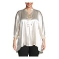 thumbnail image 1 of Anne Klein Womens Plus Smocked Hi-Low Tunic Top Ivory 0X, 1 of 2