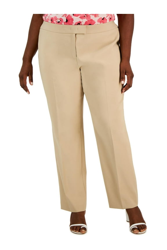 Womens Plus Solid Straight Leg Pants
